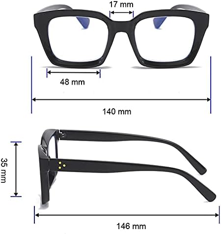 MMOWW okuma gözlüğü Kadınlar Boy okuma gözlüğü Retro Oprah Tarzı + 2.0 mavi ışık Engelleme Kare Okuyucu 4 Paket …