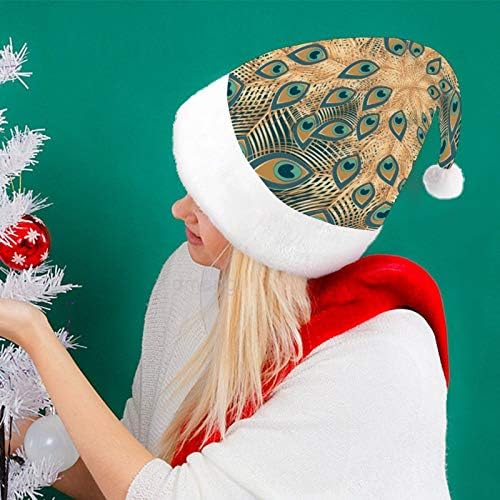 Noel Santa Şapka, Tavuskuşu Tüyü Noel Tatil Şapka Yetişkinler için, Unisex Konfor Noel Şapkalar için Yeni Yıl Şenlikli Kostüm
