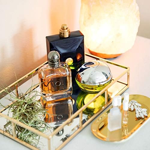 Verzille Büyük Altın Ayna Tepsi: Süslü Dekoratif Tepsi-Takı, Makyaj ve Parfüm Organizatör-Banyo Vanity, Yatak Odası Dresser,