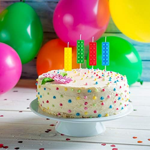 16 Adet yapı taşı mumlar tuğla doğum günü pastası mumlar temalı Doğum günü partisi dekorasyon için