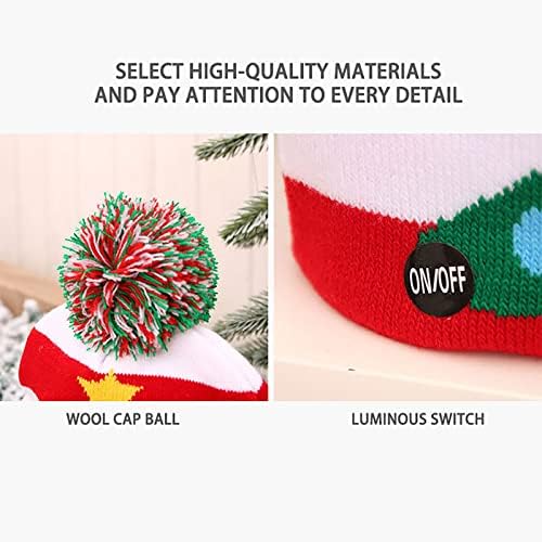 LED Noel Şapka, Light Up Noel Şapka Örgü Kap Unisex Mavi Örme Bere Tatil Şapka ile Kardan Adam Baskı için Parti