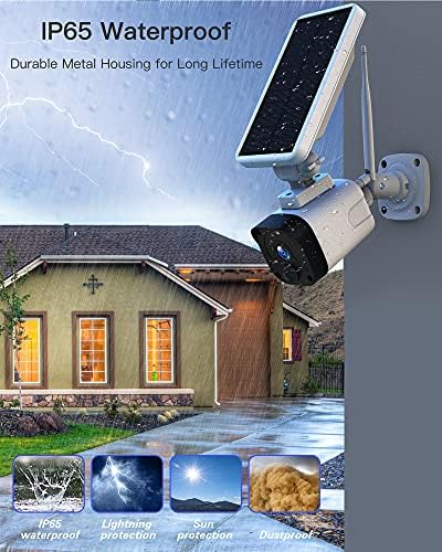 Güneş Güvenlik Kamera Sistemi Kablosuz, Ev Güvenlik Sistemi için 3 Paket 1080P Güneş Enerjili Güvenlik Kamerası Açık(Baz İstasyonu