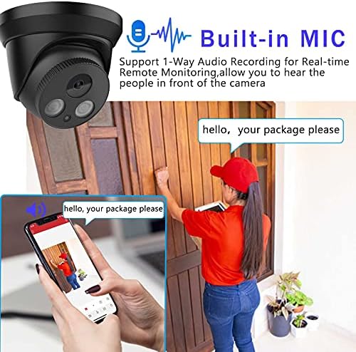 (Hikvision için uyumlu) 4 K 8MP Açık PoE IP Kamera ile Mic/Ses,Akıllı IR w/98ft Gece Görüş,güvenlik IP Taret Kamera(Siyah)