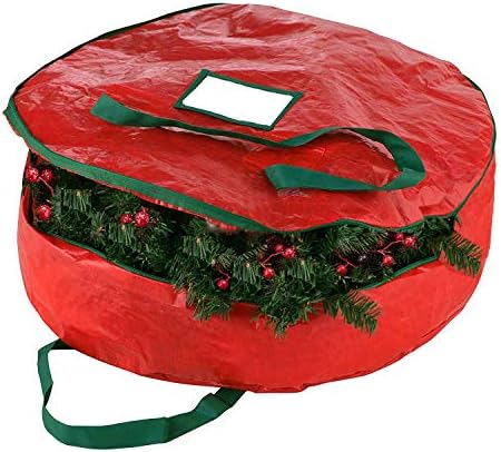 Noel Çelenk Saklama Çantası 30 - Güçlendirilmiş Kulplu Yırtılmaya Dayanıklı Fermuarlı Çanta (Yeşil)