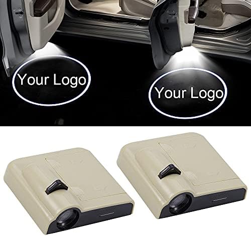 NewL 1 Çift Özel Logo Resmi Kablosuz Led Projektör Araba Kapı Karşılama ışıkları-Bej