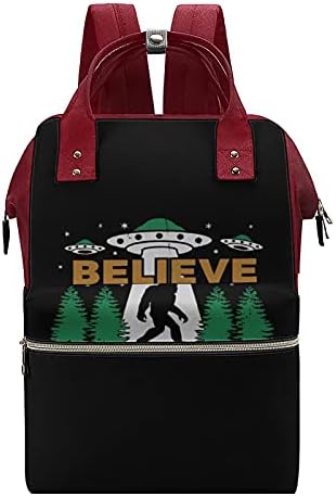 Bigfoot UFO Yabancılar INANIYORUM Sasquatch Anne Sırt Çantası Su Geçirmez omuzdan askili çanta Rahat Büyük Sırt Çantası Seyahat