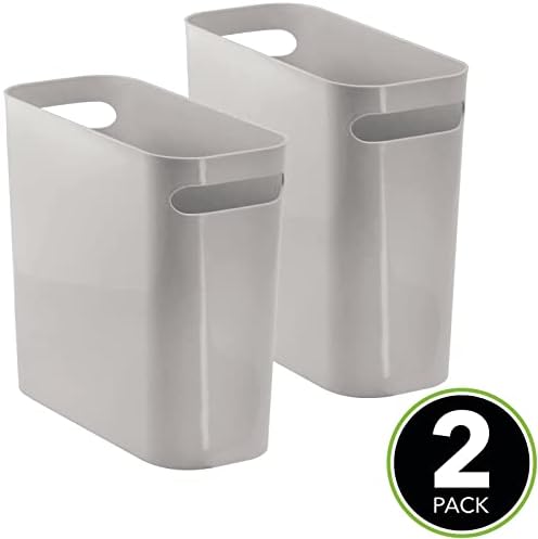 mDesign Plastik Küçük Çöp Tenekesi 1.5 Galon / 5.7 Litre Çöp Kovası, Banyo, Mutfak, Ev Ofisi için Kulplu Çöp Konteyneri Çöp