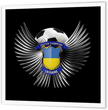 3dRose ht_159479_1 Kretli Ukrayna Futbol Topu Takım Futbolu Ukrayna-Beyaz Malzeme için Isı Transfer Kağıdında Demir, 8 x 8