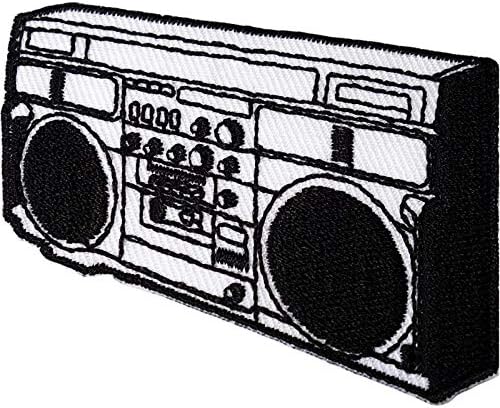 Radyo Stereo yama demir dikiş işlemeli rozet 1980 Retro müzik çalar Boombox