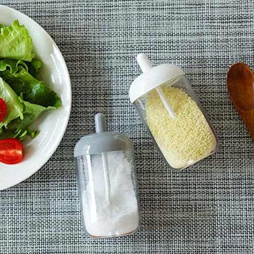 LUNCK Plastik Mutfak Gadget Pudra Şekeri İle Kaşık Çeşni Kavanoz Baharat Şişe barbekü aracı Baharat Can (beyaz)