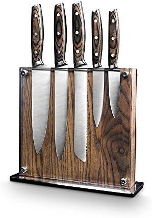 Sanat ve Aşçı Paslanmaz Çelik 5 Parça Bıçak Seti ile 1 Manyetik Blok: 8 şefin Bıçak, 8 Dilimleme Bıçağı, 8 Ekmek Bıçağı, 5