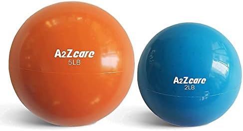 A2ZCARE Tonlama Topu-Yumuşak Ağırlıklı Mini Top / Tıp Topu (2lbs-Mavi ve 5lbs-Turuncu)