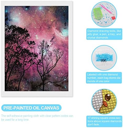 Elmas Boyama Ağacı Yıldızlı Gökyüzü Kiti Yetişkinler için Elmas Sanat Kitleri Çocuklar için, boya ile Kare Elmas Gevşeme ve