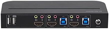 Monoprice 4K HDMI 2.0 ve USB 3.0 2x1 KVM Switch-Siyah, 4K @ 60Hz, HDR, YCbCr 4:4:4, HDCP 2.2, 1 Klavye Fare Monitörlü 2 Bilgisayarı