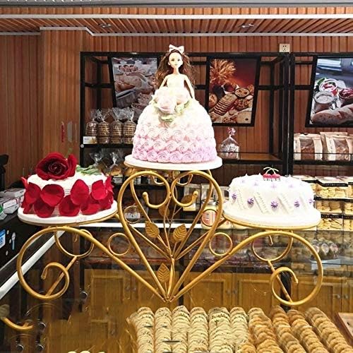 Kek Standı Ferforje Üç Katmanlı Kek Standı Düğün Kutlama Çok Katmanlı Tatlı Ekran Standı Çay Partisi servis tabağı (Renk: Altın,