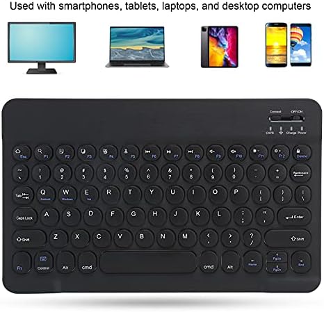 Bilgisayar Klavyesi, Tablet için Akıllı Telefon için Toz Geçirmez Kablosuz Klavye Taşınabilir Ultra İnce (Siyah)